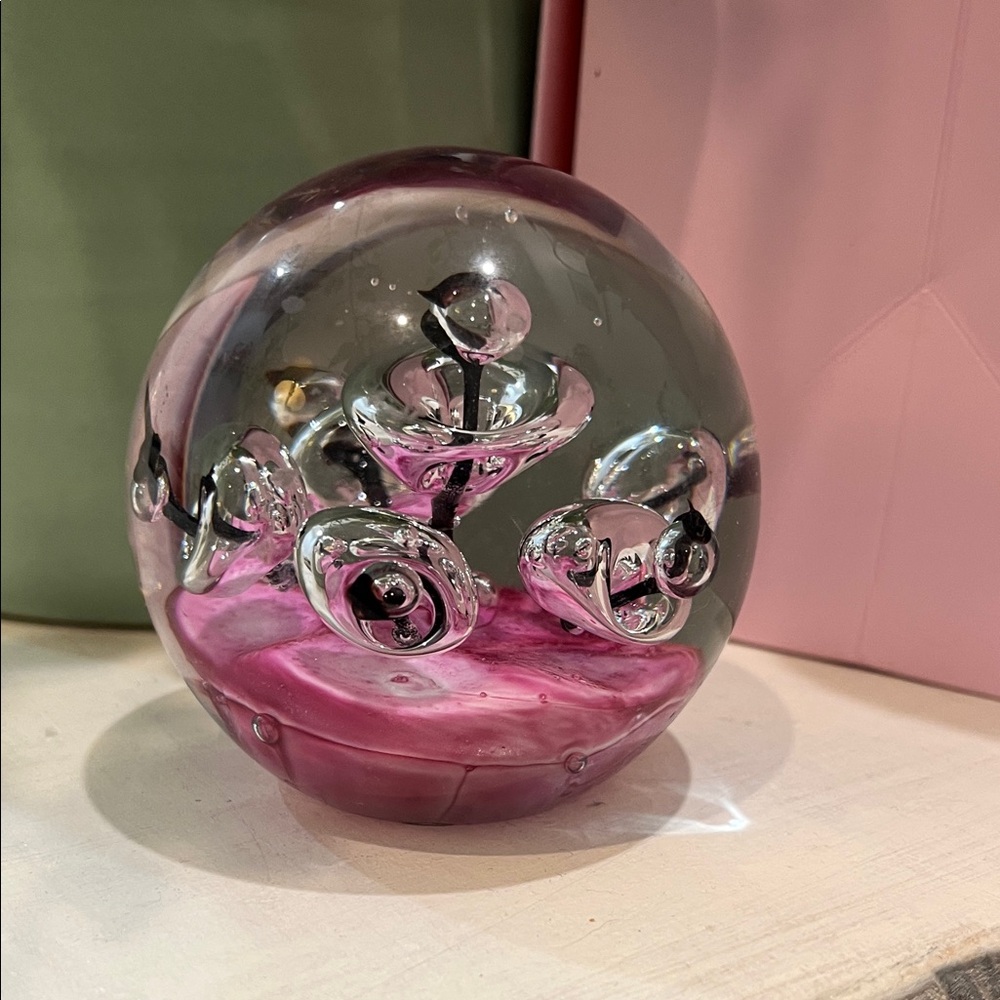 Elegant Pink Glass Sphere Art Piece